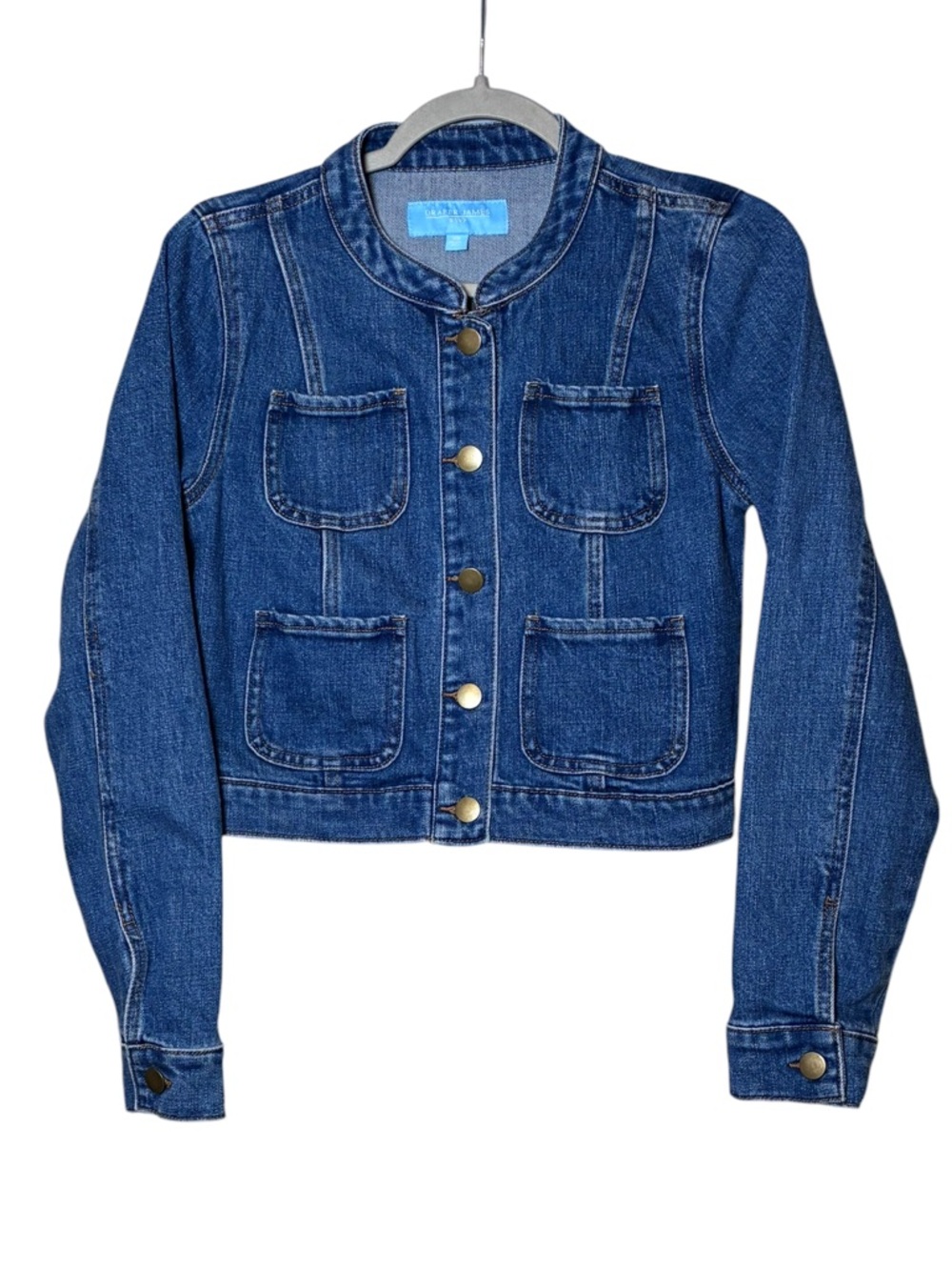Draper James 4-Pocket Blue Denim Jean Jacket Cotton Blend Stretch